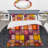 Orange Denim Patchwork Polyester Geometric Shapes Duvet Cover-1708364030