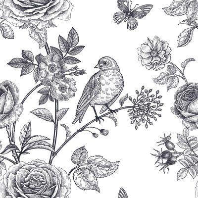 Victorian Garden Roses Removable Wallapper