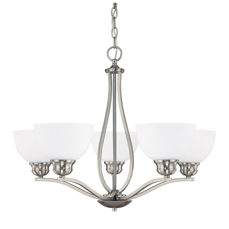 Lustre classique à 5 lumières avec abat-jour Stanton, Nickel brossé