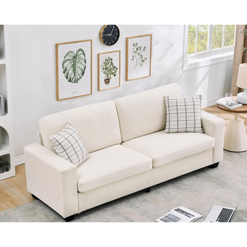 Canapé moderne de 83 po, canapé 3 places avec sièges profonds et canapé rembourré confortable, Beige