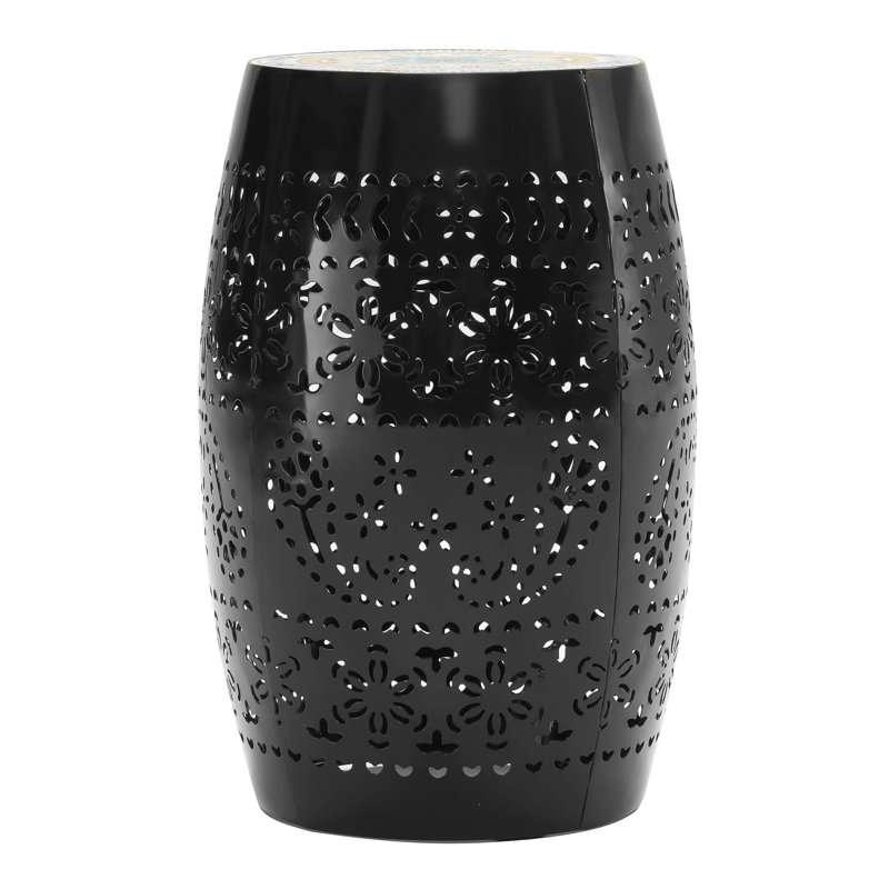 Ifrane Metal Side Table With Ceramic Top, Black