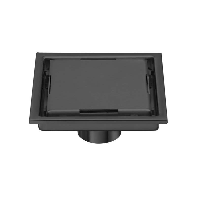 DryShield 6" Matte Black square grid drain, Matte Black