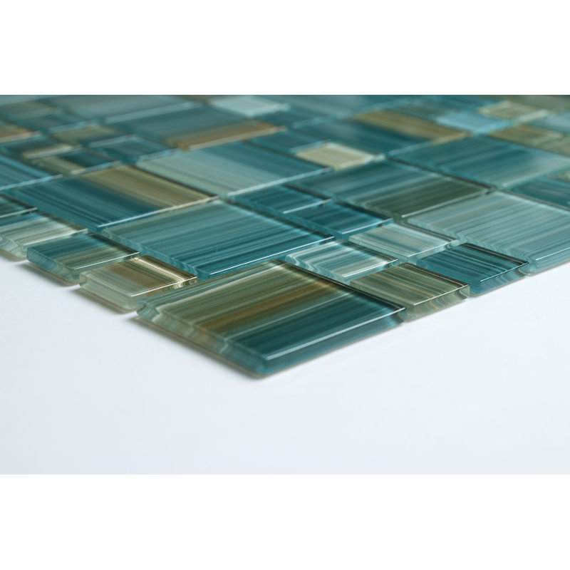 Carrelage mosaïque en verre pour piscine, Vert lagon
