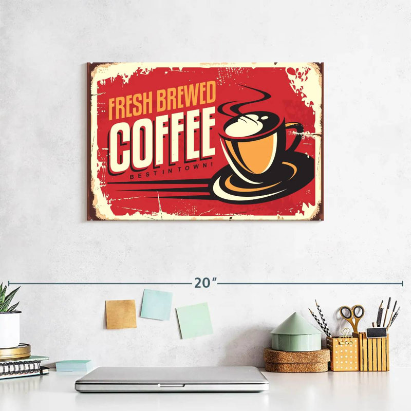Plaque murale «Fresh Brewed Coffee», H 8 po x l 12 po