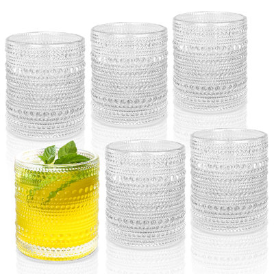 Ensemble de 6 verres à cocktail 10 oz, verres à cocktail, verres en verre texturé, verres à eau et verres à eau