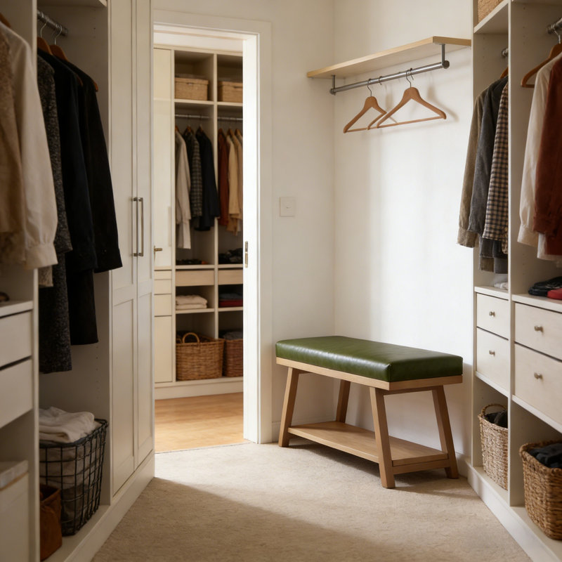 Banc de rangement en cuir Premium, Light Yellow Wood/Green