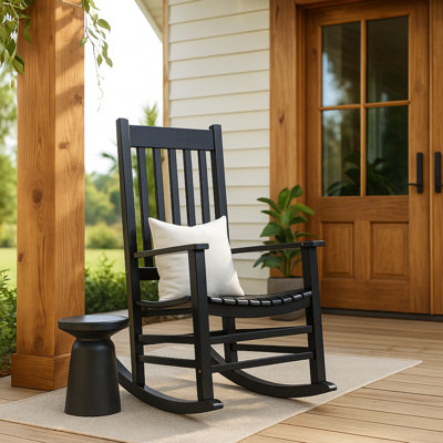 Outdoor Arcadia Rocking Solid Acacia Wood Chair by Lark Manor