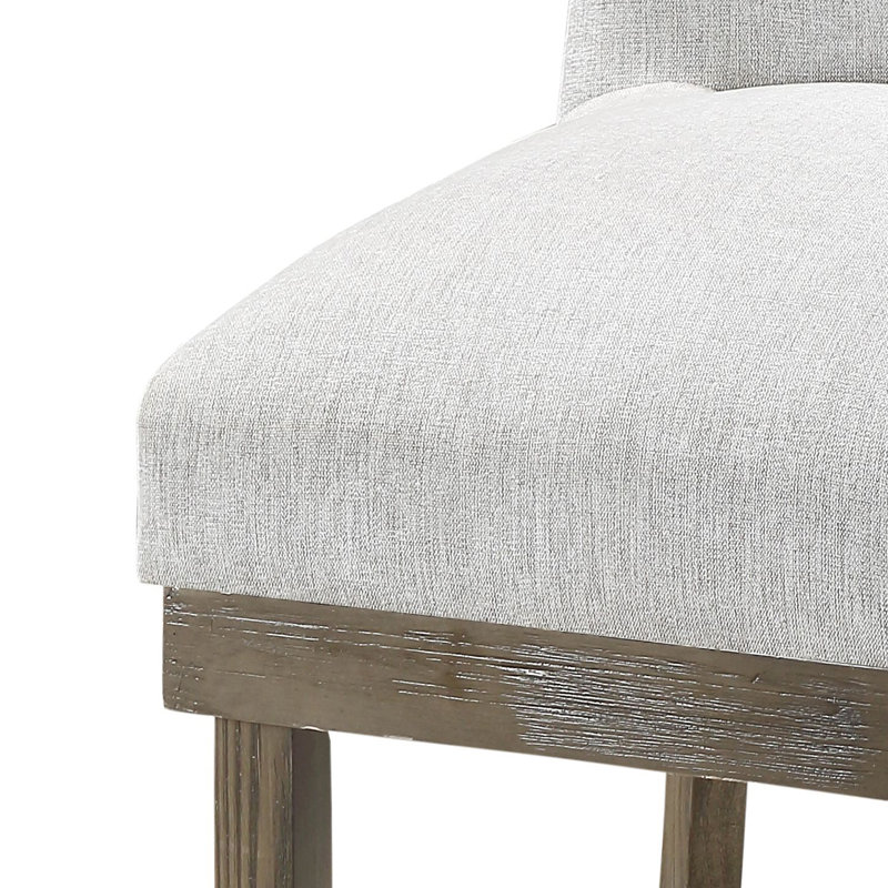 Chaise parsons rembourrée en lin beige, Gray, Gris aspect usé