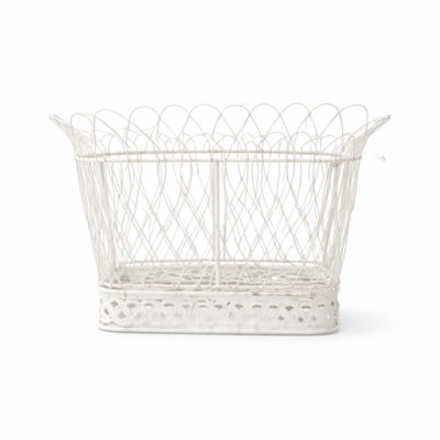 Xumar Square White French Wire Basket, Small