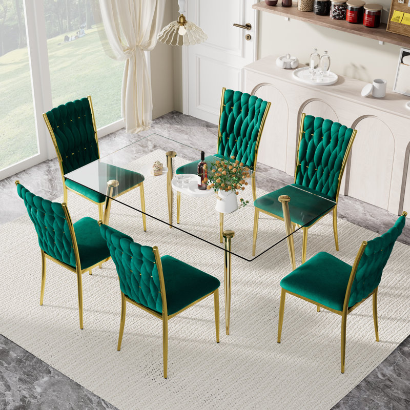 Ensemble repas rectangulaire pour 4 à 6 personnes, Vert, H 29,5 po x L 63 po x l 31,5 po, 7