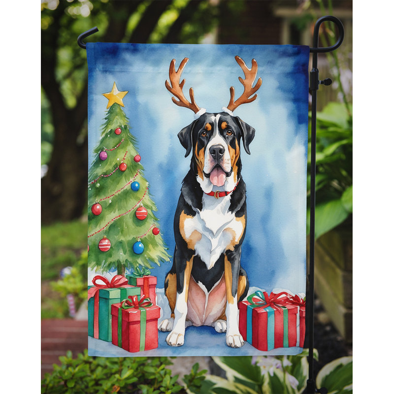 Drapeau de Noël renne de jardin, Grand bouvier suisse
