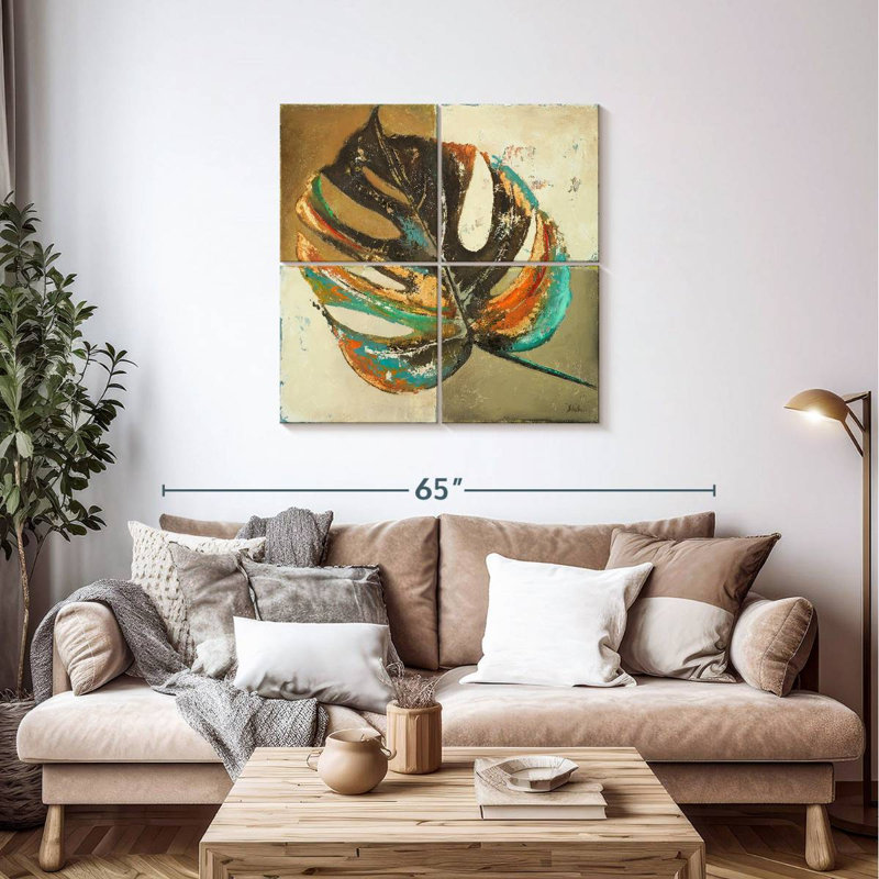 Harnek feuilles contemporaines II, H 38 po x l 38 po