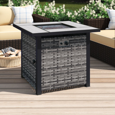 Allcot Steel Propane Outdoor Fire Pit Table With Lid