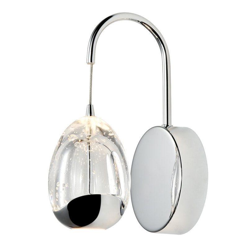 Venezia 5-in Integrated LED ETL Certified Teardrop Armed Wall Sconce Light with Glass Shade, Polished Chrome
