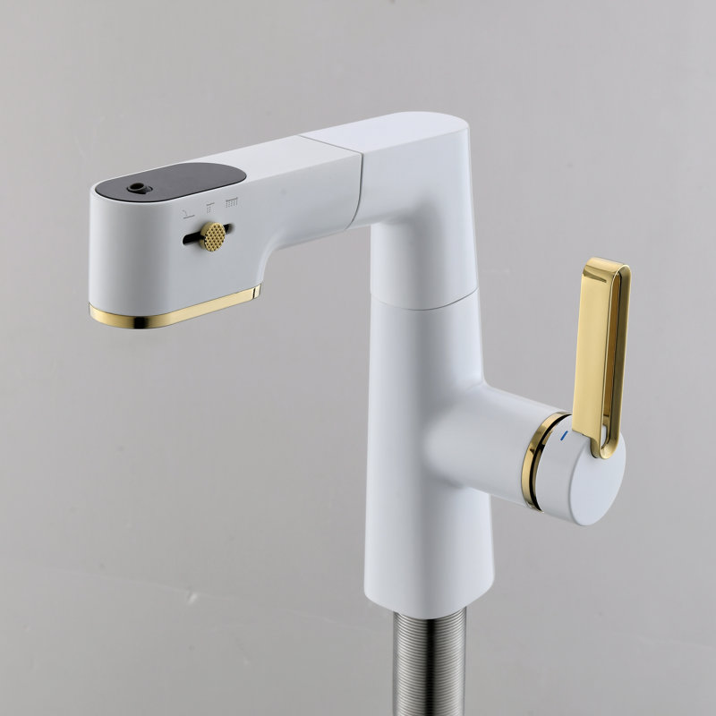 Single-Hole Single-handle Bathroom Faucet, White