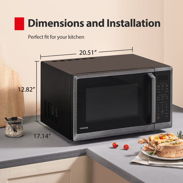  Toshiba ML2-EM12EA(BS) Microwave Oven, Black Stainless Steel,  1.2 Cu Ft & Digital Toaster Oven with Double Infrared Heating and Speedy  Convection, Larger 6-slice/12-inch Capacity, 1700W: Home & Kitchen