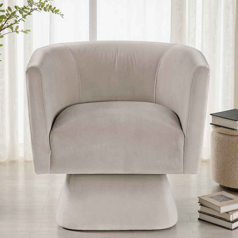 Luxueuse chaise pivotante en velours vert avec dossier cousu à losanges - Améliorez votre confort et votre style, Taupe