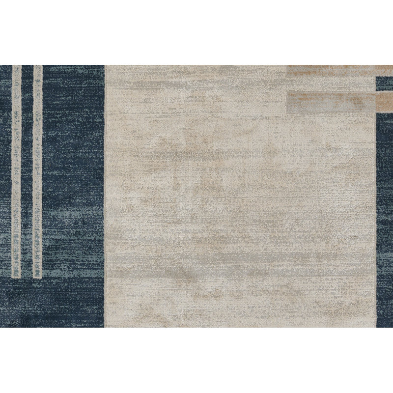 Tapis bleu en polyester 7 "9" x 9 "10" Orren Ellis Edition, Rectangle 1 pi 10 po x 2 pi 10 po