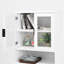 Bibliothèque de rangement avec porte réglable en verre trempé et armoire à 4 portes avec panneau de finition en panneau de fibres à densité moyenne, blanc, rangement dans la chambre du salon