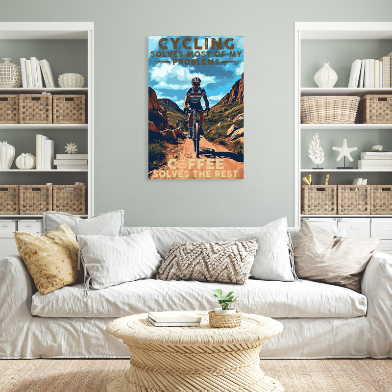«Cycling Solves Most of My Problème», impression sur toile tendue, H 36 po x l 24 po x P 1,25 po