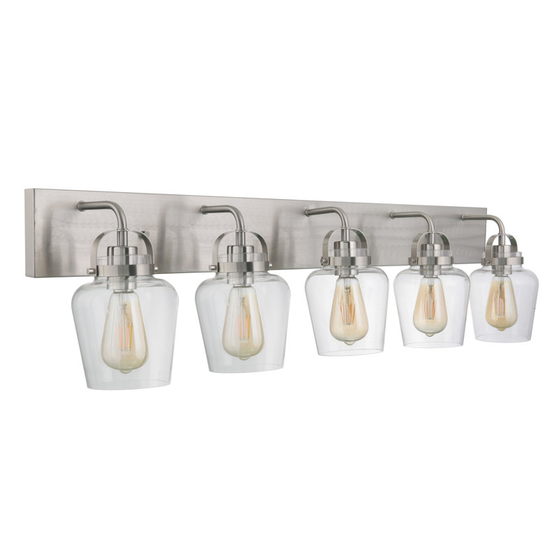Éclairage pour salle de bain 5 lumières Trystan, Nickel poli brossé