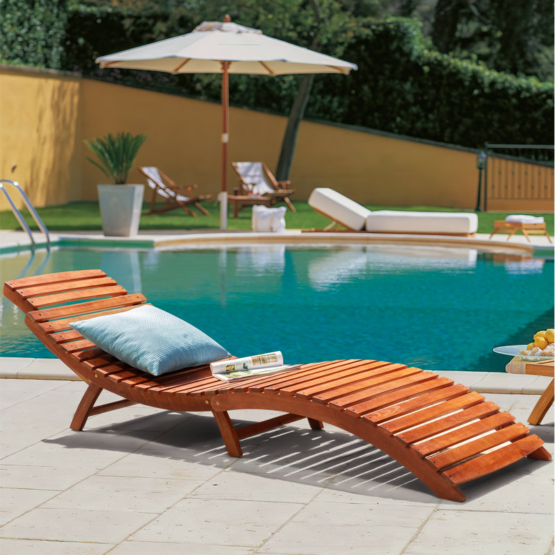 Chaise longue simple pliable en acacia Judner