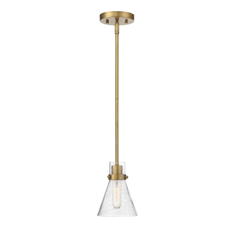 Luminaire suspendu conique 1 lumière Encinas, Laiton naturel