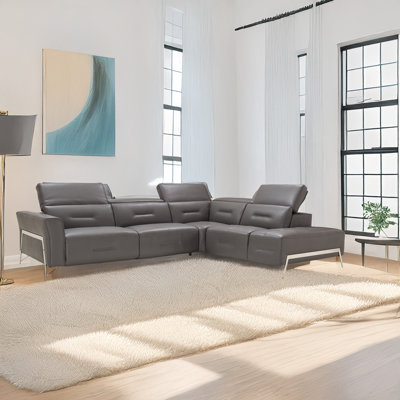 Canapé modulaire en cuir gris foncé