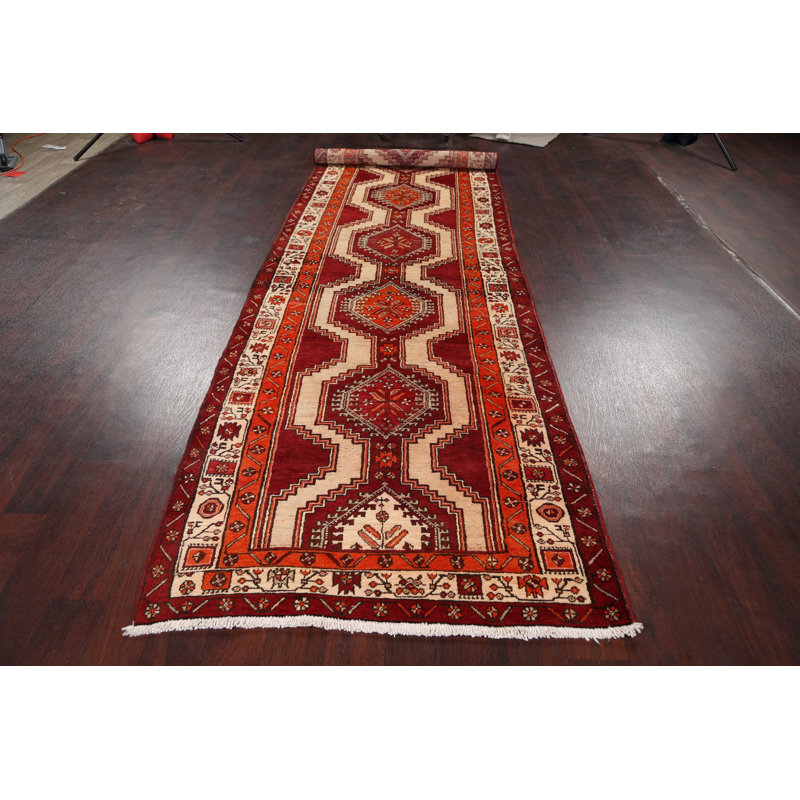 One-of-a-Kind Runner 3'9" x 12'11" 1970s Runner Wool Area Rug in Ivory
