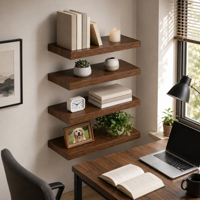 Tablettes flottantes en bois pour mur (ensemble de 4)