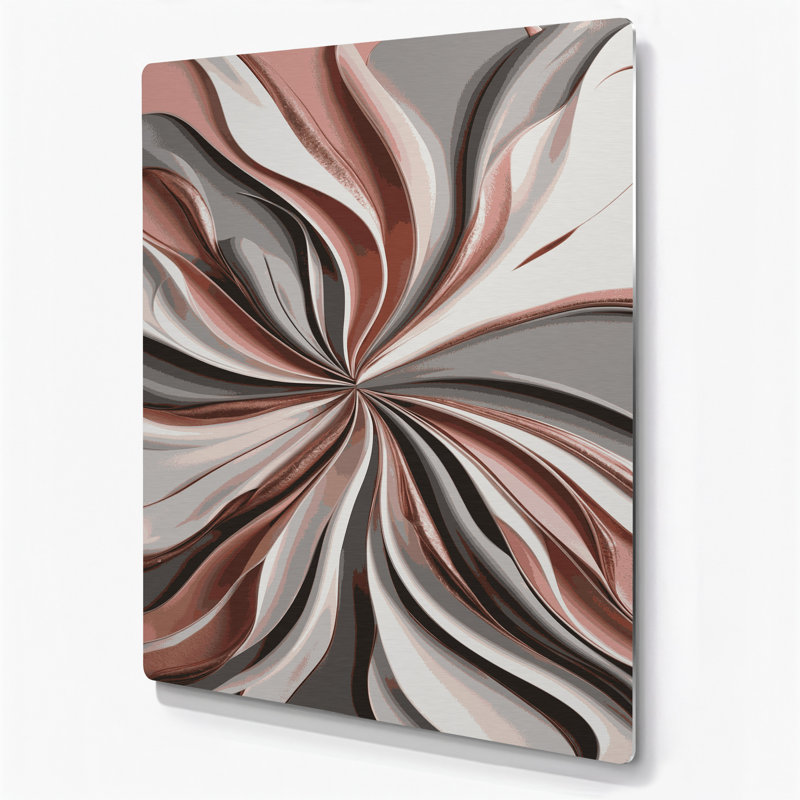 Abstrait fluide, art mural en métal brun 60, H 11 po x l 14 po