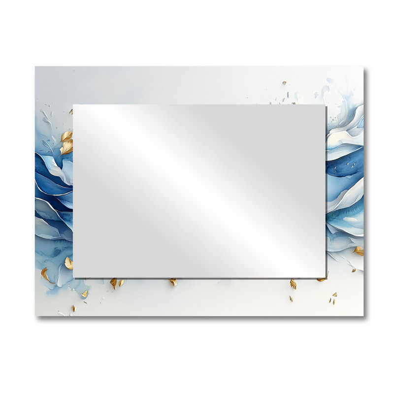 Fougères bleues dorées - brise murale - art mural miroir floral - imprimé sur métal, 30 po x 40 po