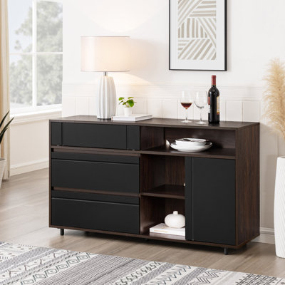 Buffet contemporain de 52 po avec rangement ouvert Yveth
