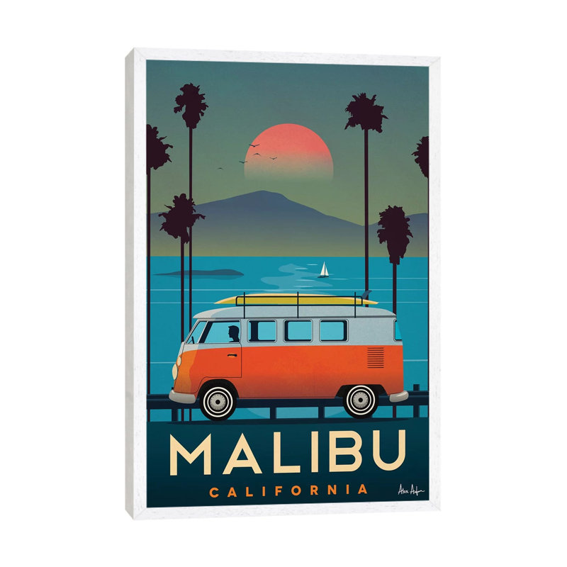 Malibu - Painting on Canvas, 66.04cm H x 45.72cm W x 3.81cm D, White Framed