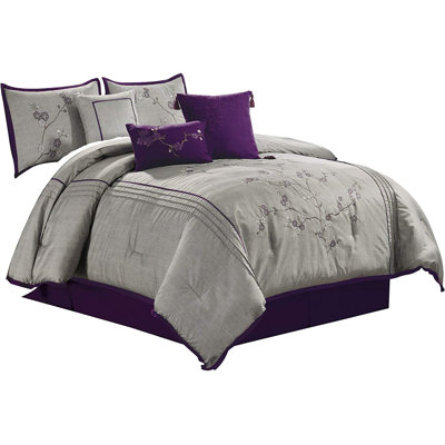 Miki Cherry Blossom Embroidery Comforter Set