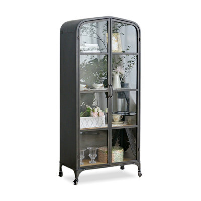 Armoire vitrée en bois massif 62,2 po