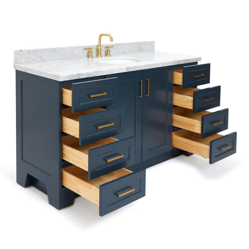 ARIEL TAYLOR 61 IN RECTANGLE SINK VANITY, Midnight Blue, Oval