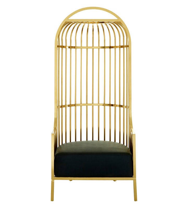 Leather Club Chair, Gold, Green Genuine Leather/Gold