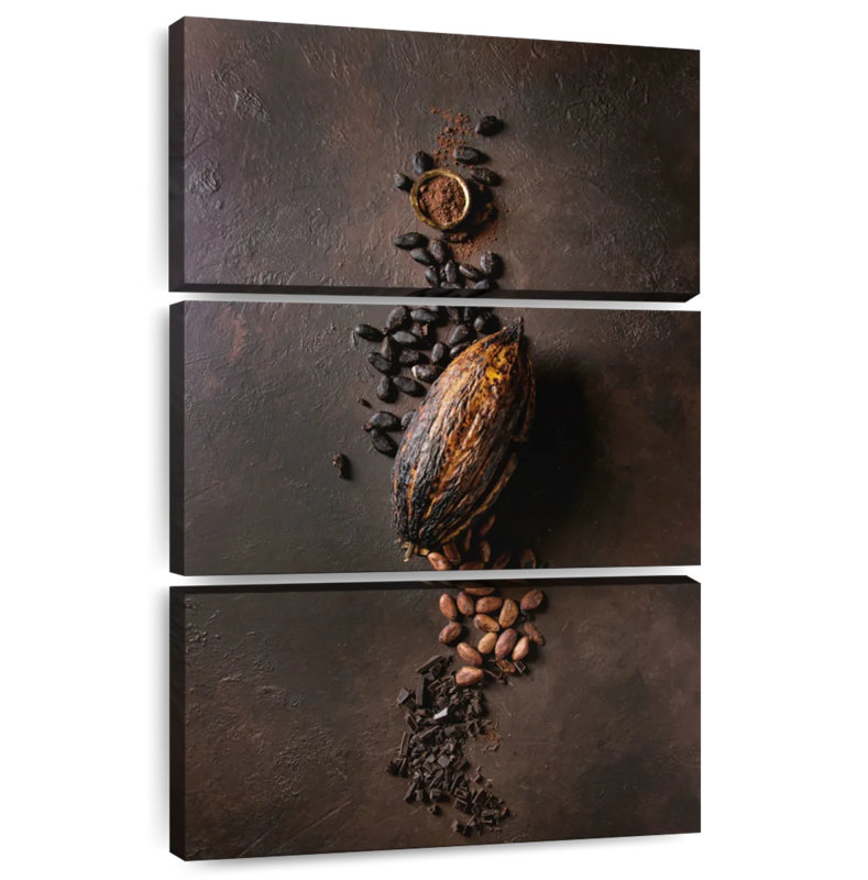 Assortiment de fève de cacao, H 38 po x l 24 po