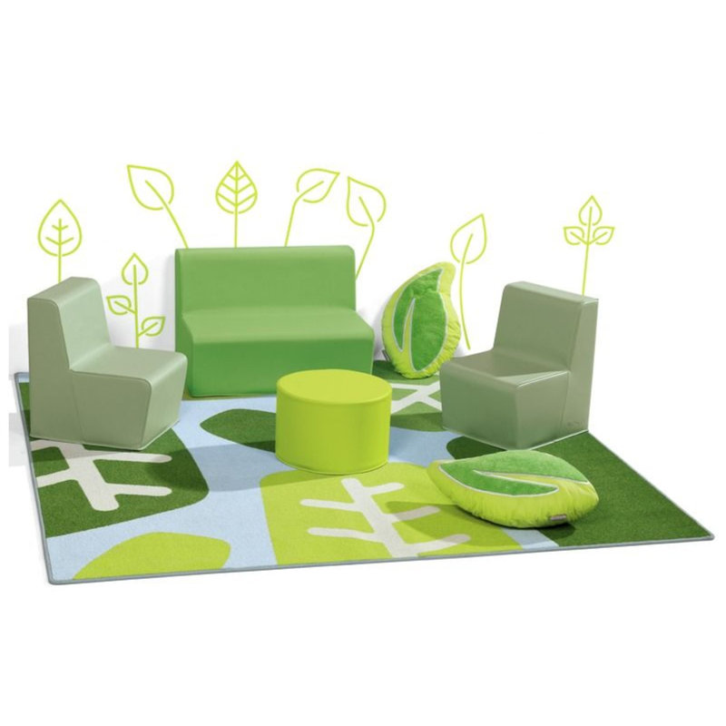 Pouf rond basique - H: 6 po, Vert