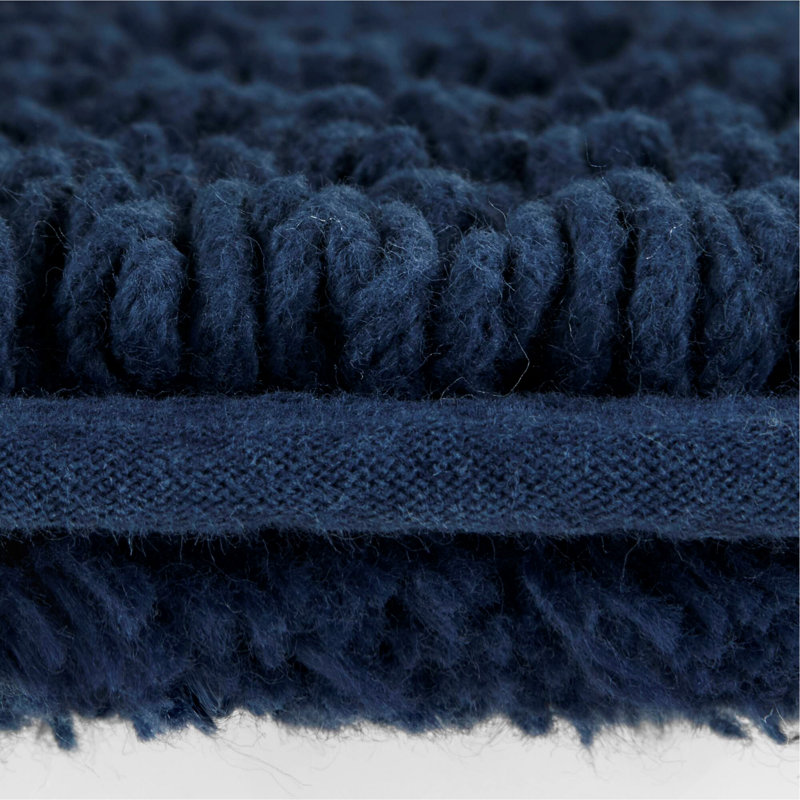 1 PCS 17X24" 100% Cotton Tufted 3000 GSM Reversible Bath Rug Navy, Rectangle 1'5" x 2'