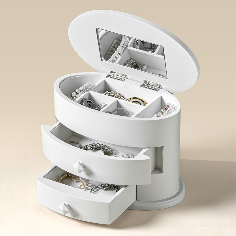 Boîte à bijoux de forme ovale, Gris