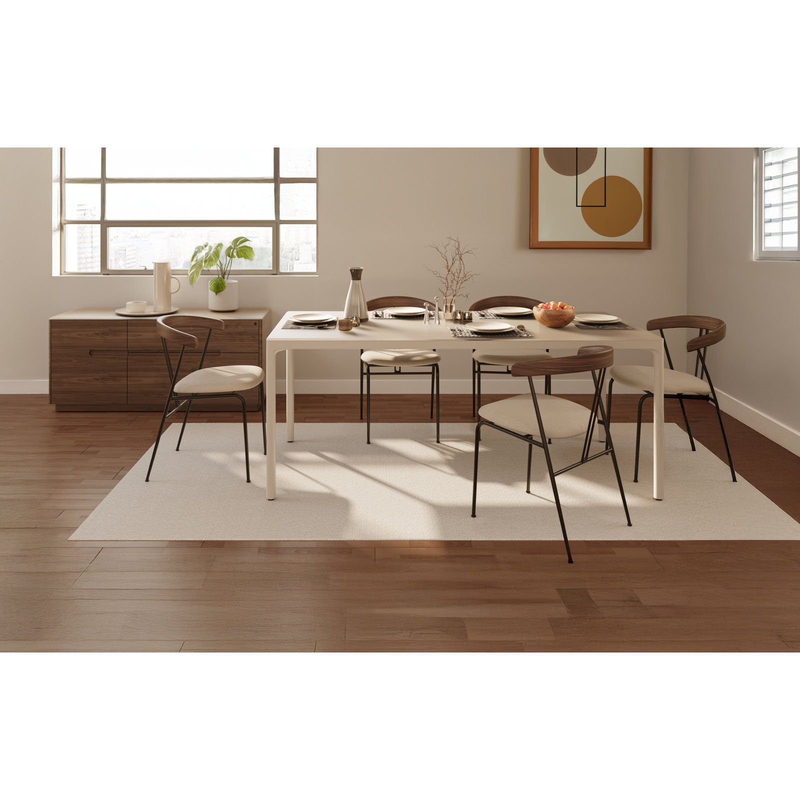 Luma Office - Stationary Desk, 29" H x 66" W x 28" D, Dune