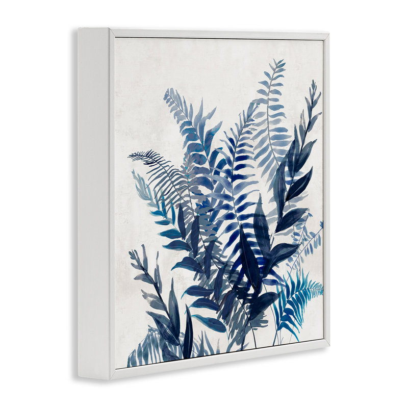 Art de la giclée encadrée de fougères aux tons bleus, conception de Jacob Q, H 12 po x l 12 po