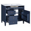 Armoire de salle de bain bleue avec lavabo en céramique, meuble-lavabo 2 tiroirs 36 po et grande capacité de rangement, meuble-lavabo d'apparence moderne, options polyvalentes, look-571185428