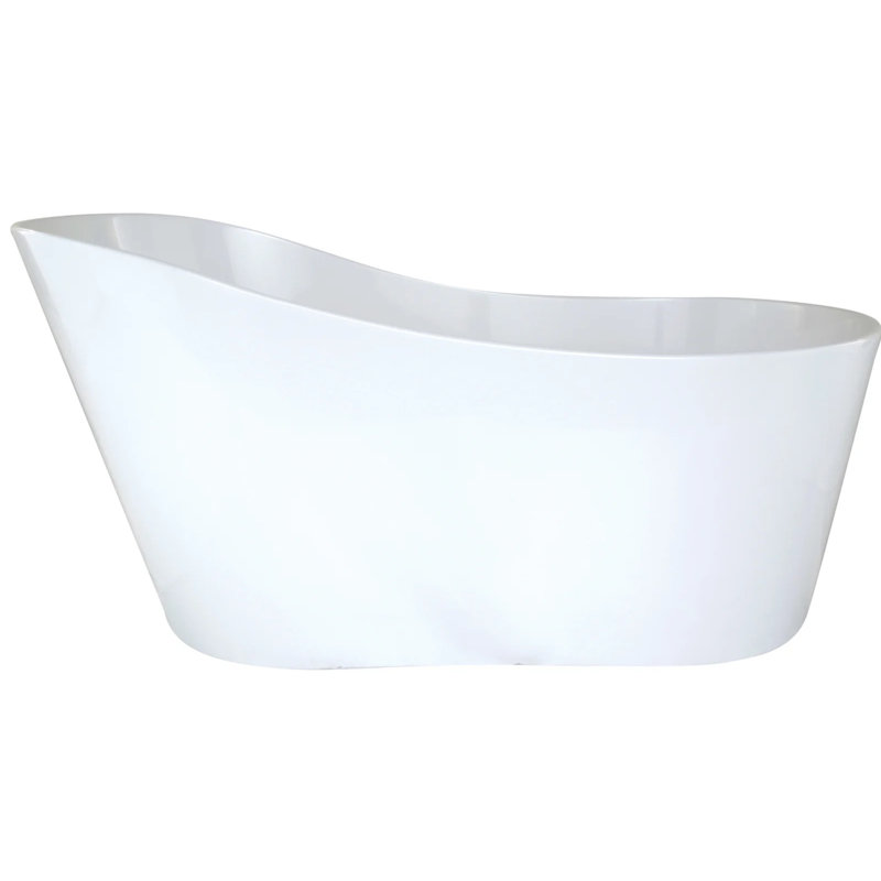 Rodeo 61'' L Freestanding Air Bathtub, Glossy White, Polished Brass
