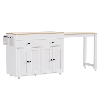 74.5 Inch Kitchen Island With Extendable Dining Table