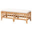 Banc naturel bohème rectangulaire avec mousse amovible - Coussin en tissu rembourré, conception ajourée et ornements géométriques enroulés, largeur 47,52 po, profondeur 17,9 po, hauteur 18,33 po, rembourrage 18,54 lb