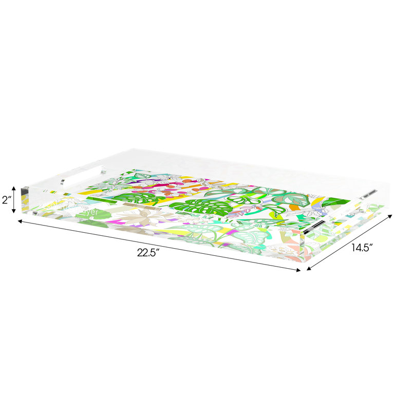Sabi Jungle Natural Acrylic Rectangle Decorative Tray, 22.5"W x 14.5"D x 2"H