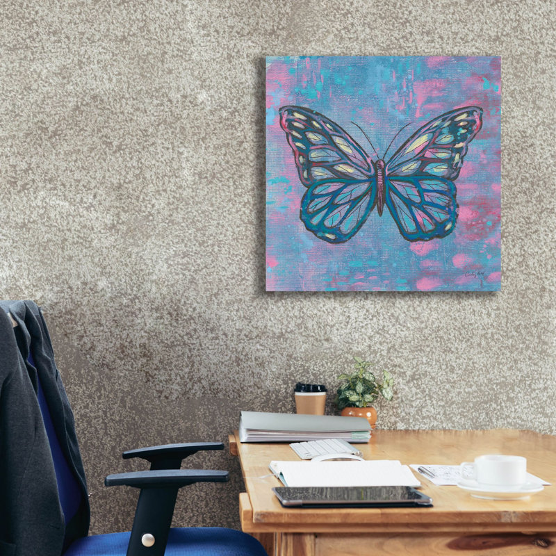 Toile épique Graffiti «Bright Butterfly 1» par Courtney Prahl, 26 po x 26 po, H 26 po x l 26 po